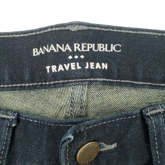 Banana Republic Jeans Men 31x34 Slim Fit Traveler Stretch Dark Blue Denim NWOT - Picture 2 of 10